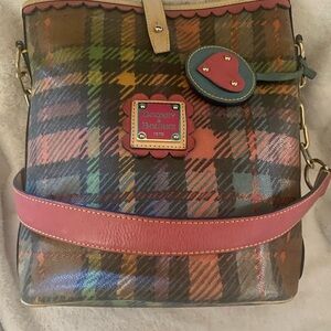 Dooney & Bourke Colorful Bucket Style Plaid Shoulder Bag